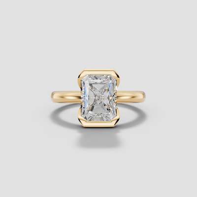 LYRIA | Anillo solitario radiante biselado parcial