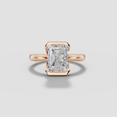 LYRIA | Anillo solitario radiante biselado parcial