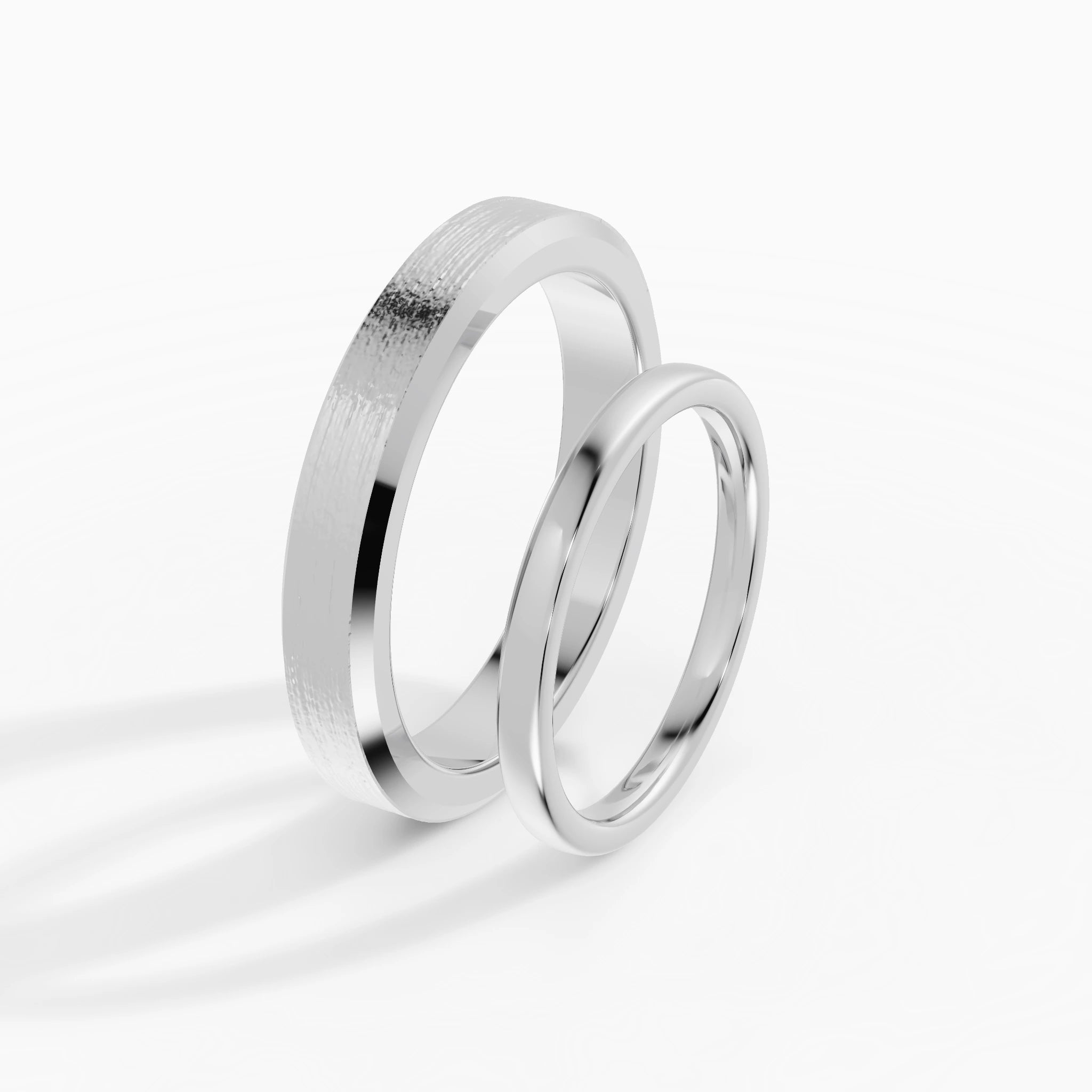 Set Fedi Nuziali Liscia e Lavorata Coppia 2mm + 4mm | LUX + ORION