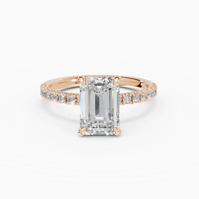 Anillo de compromiso AURORA esmeralda solitario corte medio pavé - medidas