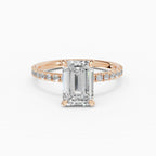 AURORA emerald cut half-pavé solitaire engagement ring - measurements