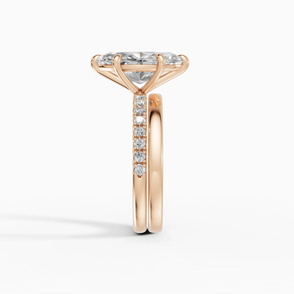 Anillo de compromiso AURORA marquesa solitario corte medio pavé - contexto
