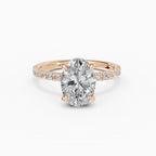 AURORA oval half-pavé solitaire engagement ring - measurements