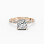 AURORA princess half-pavé solitaire engagement ring - measurements