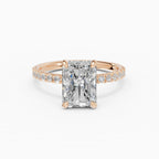 AURORA radiant half-pavé solitaire engagement ring - measurements