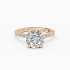 AURORA round brilliant half-pavé solitaire engagement ring - in context