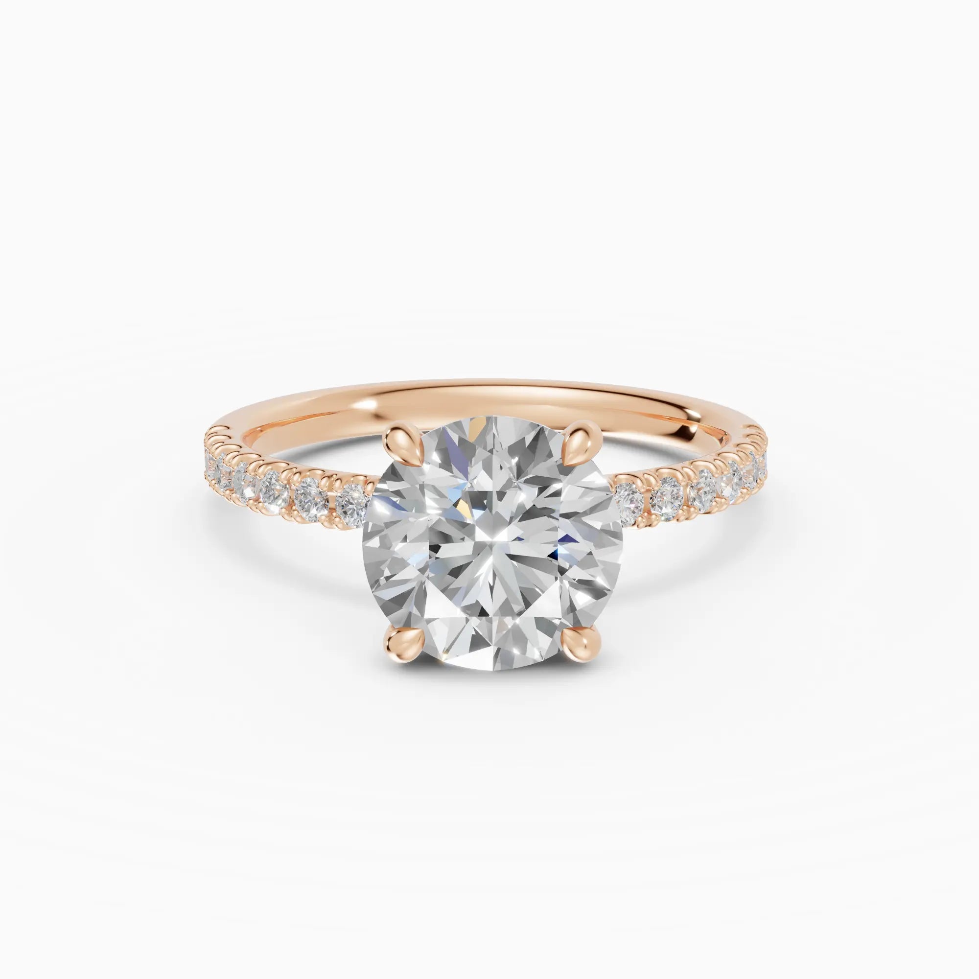 AURORA | Anillo solitario corte brillante medio pavé