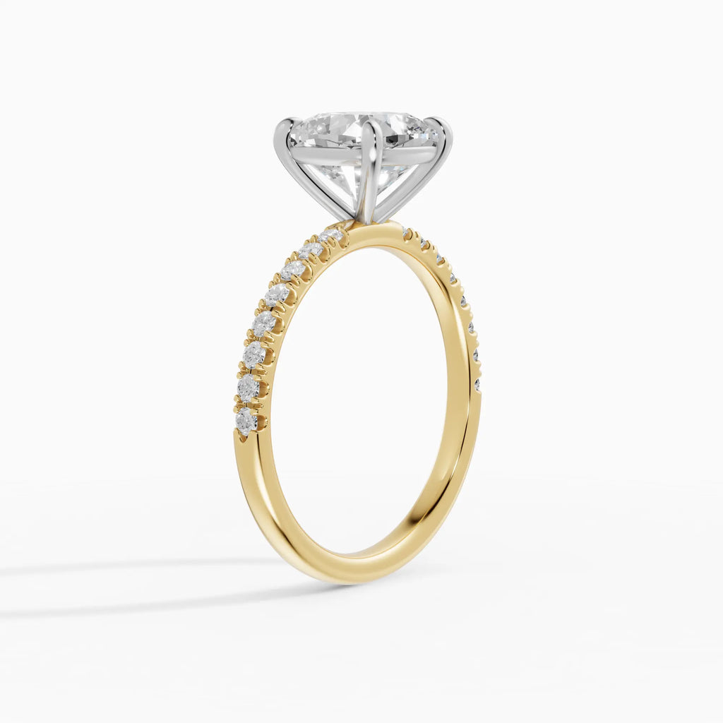 AURORA | Anillo solitario corte cojín medio pavé