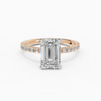 AURORA emerald cut half-pavé solitaire engagement ring - with box