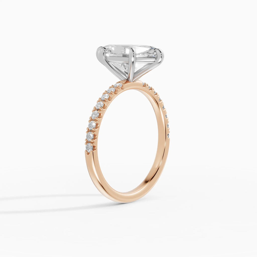 Anillo de compromiso AURORA marquesa solitario corte medio pavé