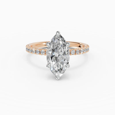 Anillo de compromiso AURORA marquesa solitario corte medio pavé - galería