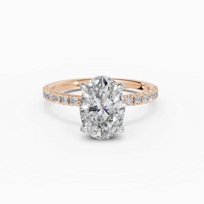 AURORA | Anillo solitario corte oval medio pavé