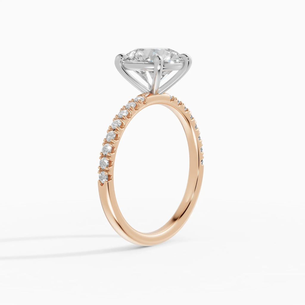 AURORA | Anillo solitario corte brillante medio pavé