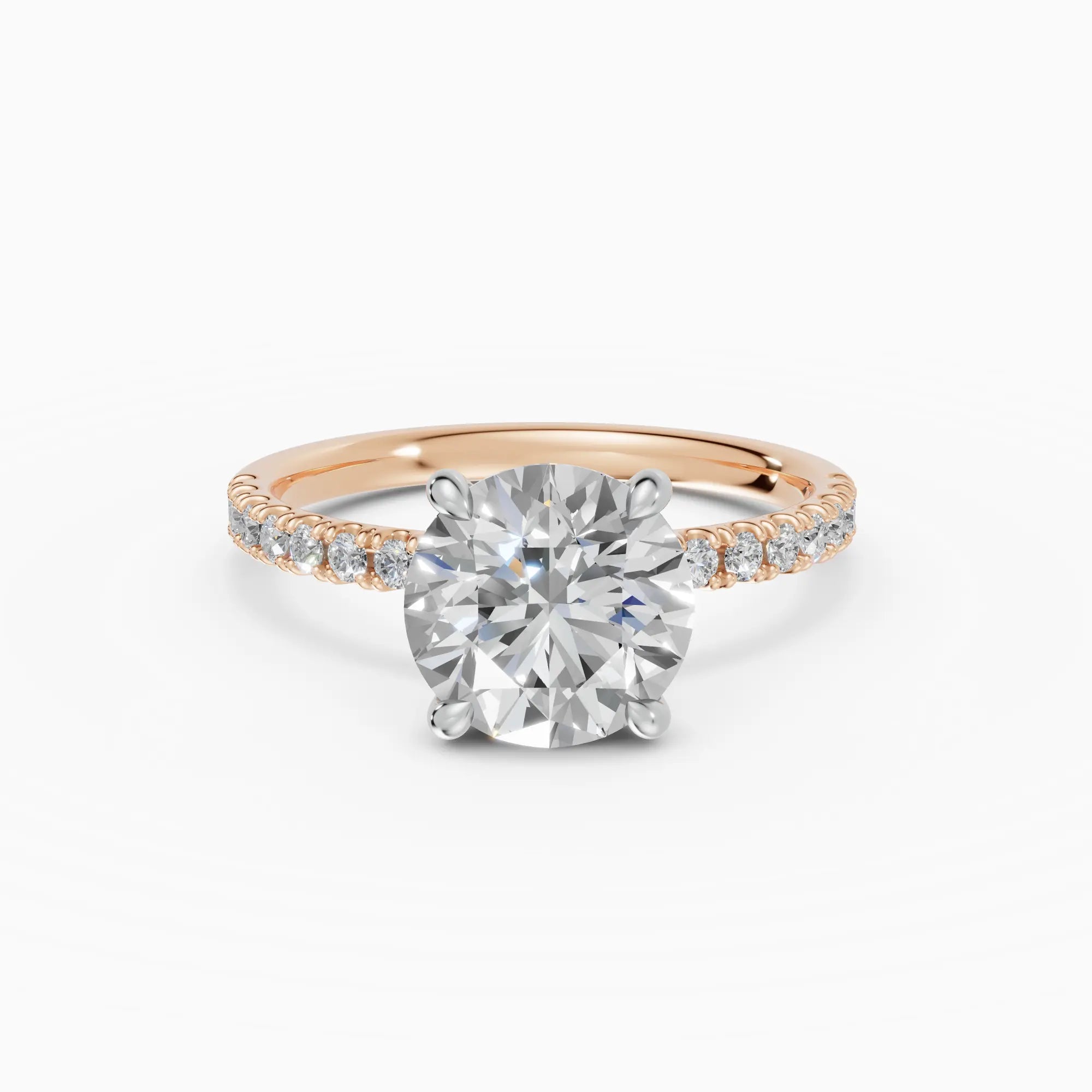 AURORA | Anillo solitario corte brillante medio pavé