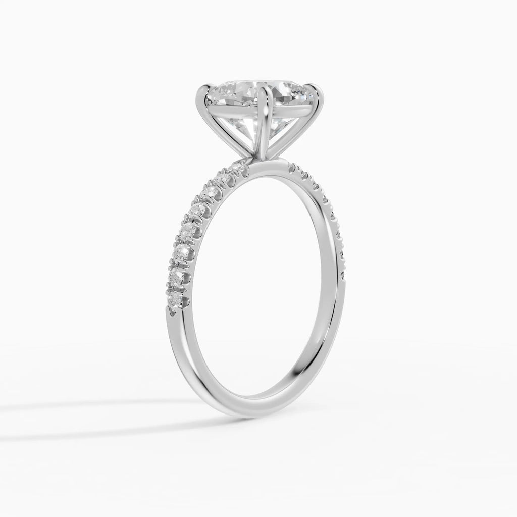 AURORA | Anillo solitario corte cojín medio pavé