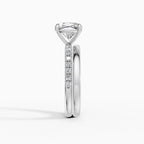 AURORA cushion half-pavé solitaire engagement ring - close-up