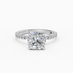 AURORA cushion half-pavé solitaire engagement ring - band detail