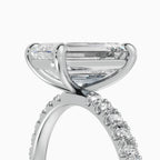 AURORA emerald cut half-pavé solitaire engagement ring - back view