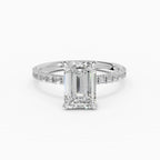 AURORA emerald cut half-pavé solitaire engagement ring - band detail
