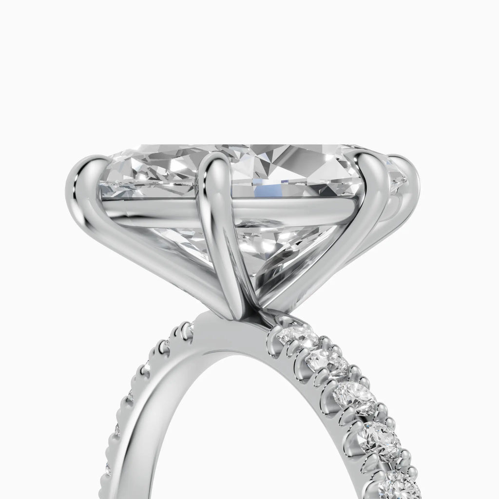 Anillo de compromiso AURORA marquesa solitario corte medio pavé - vista trasera