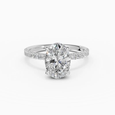 AURORA | Anillo solitario corte oval medio pavé