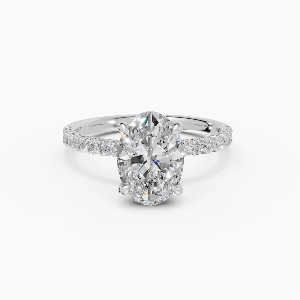 AURORA | Anillo solitario corte oval medio pavé