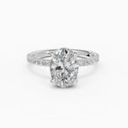 AURORA oval half-pavé solitaire engagement ring - band detail