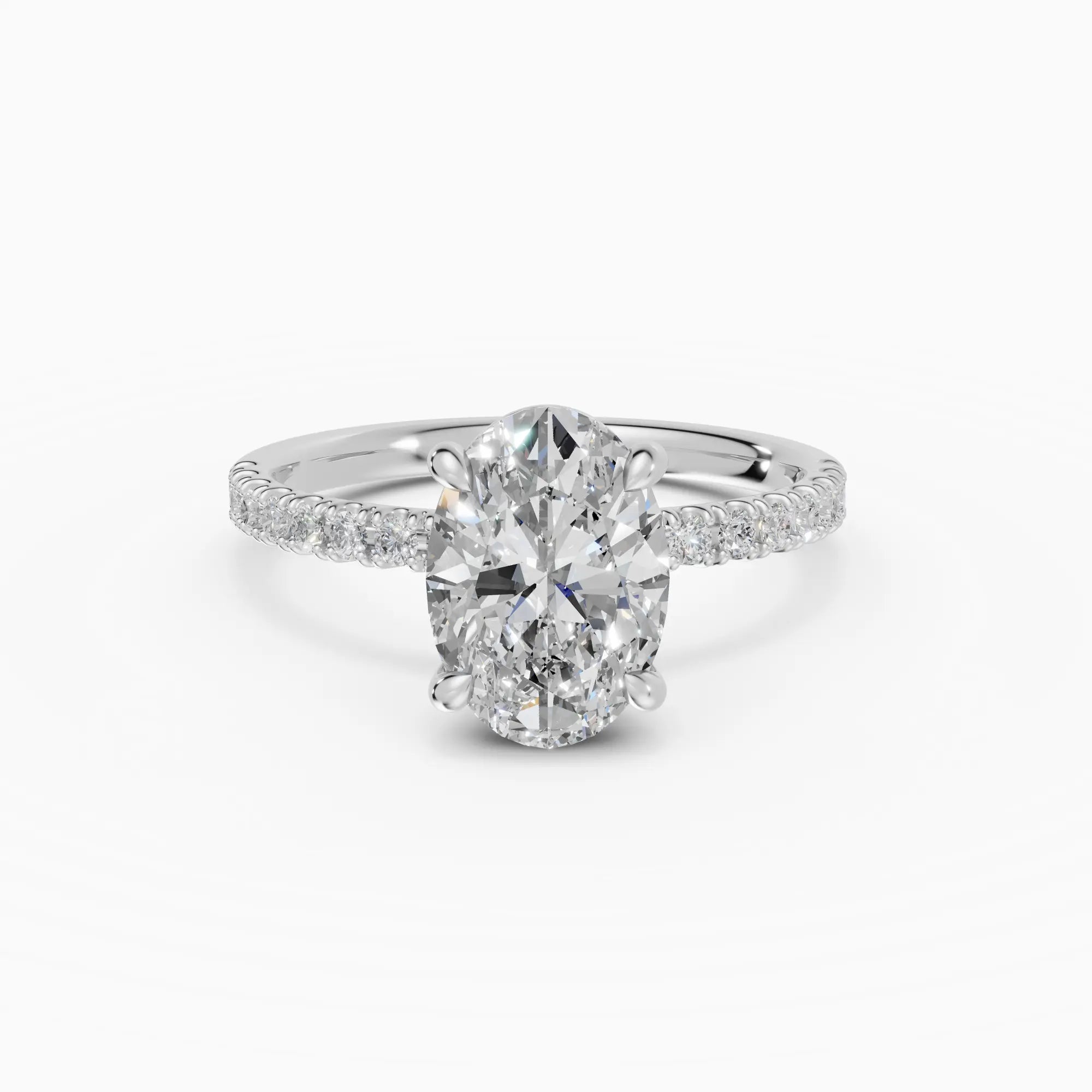 AURORA | Anillo solitario corte oval medio pavé