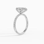 AURORA pear half-pavé solitaire engagement ring - worn on hand