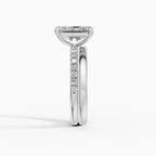 AURORA radiant half-pavé solitaire engagement ring - close-up