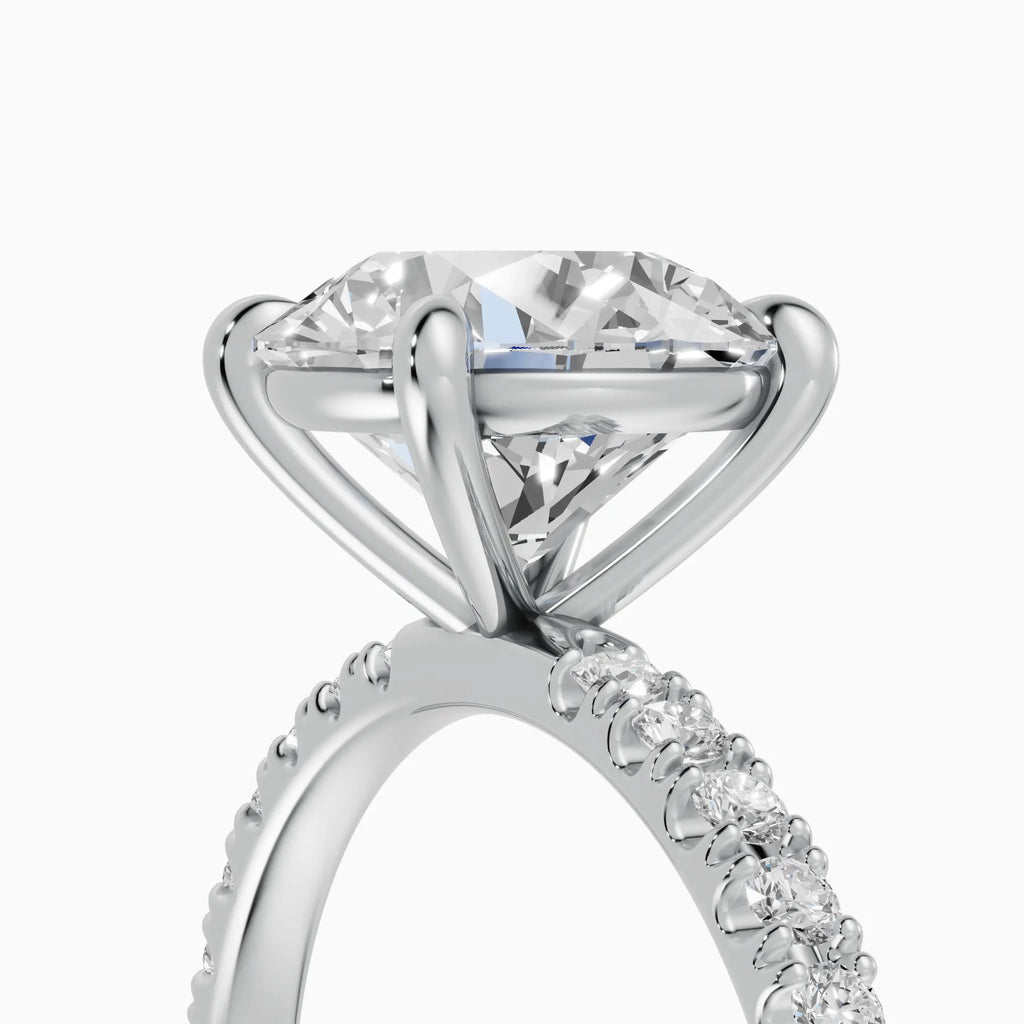 AURORA | Anillo solitario corte brillante medio pavé