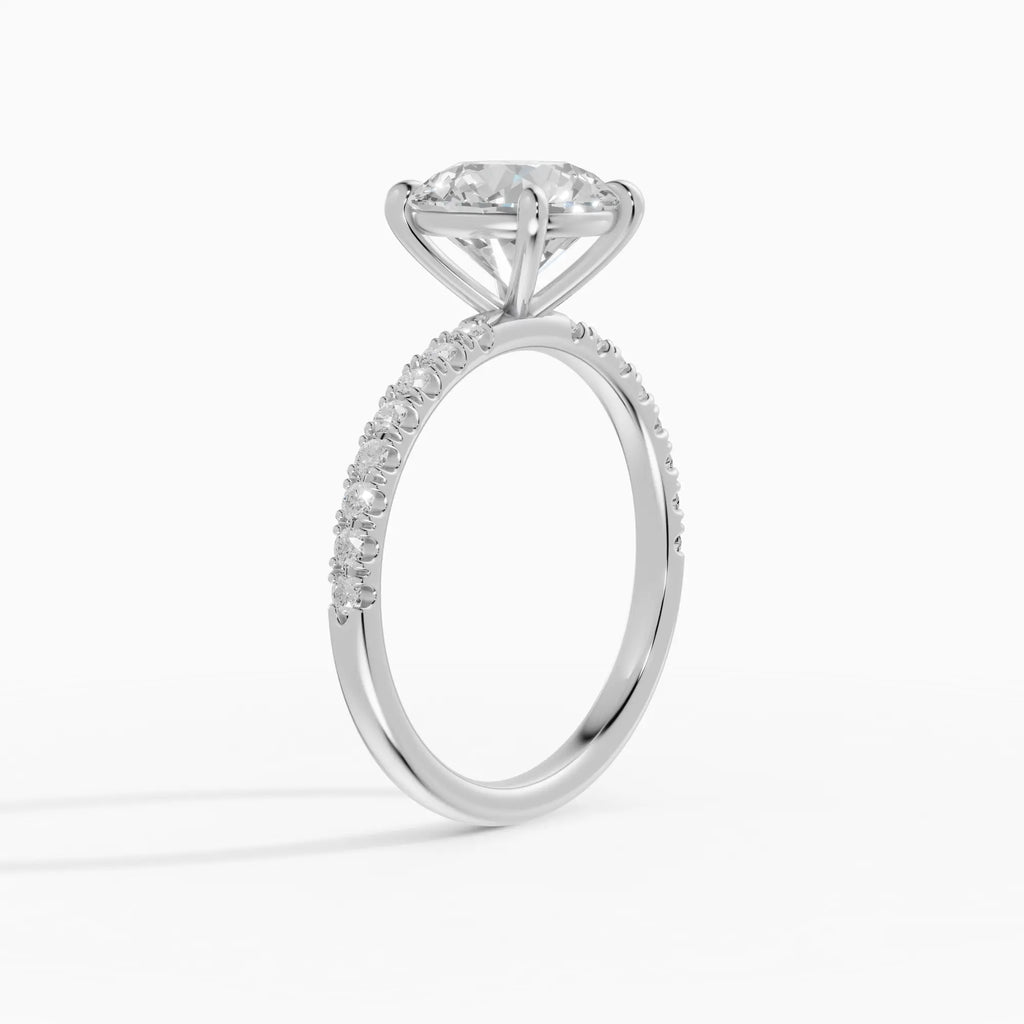 AURORA | Anillo solitario corte brillante medio pavé