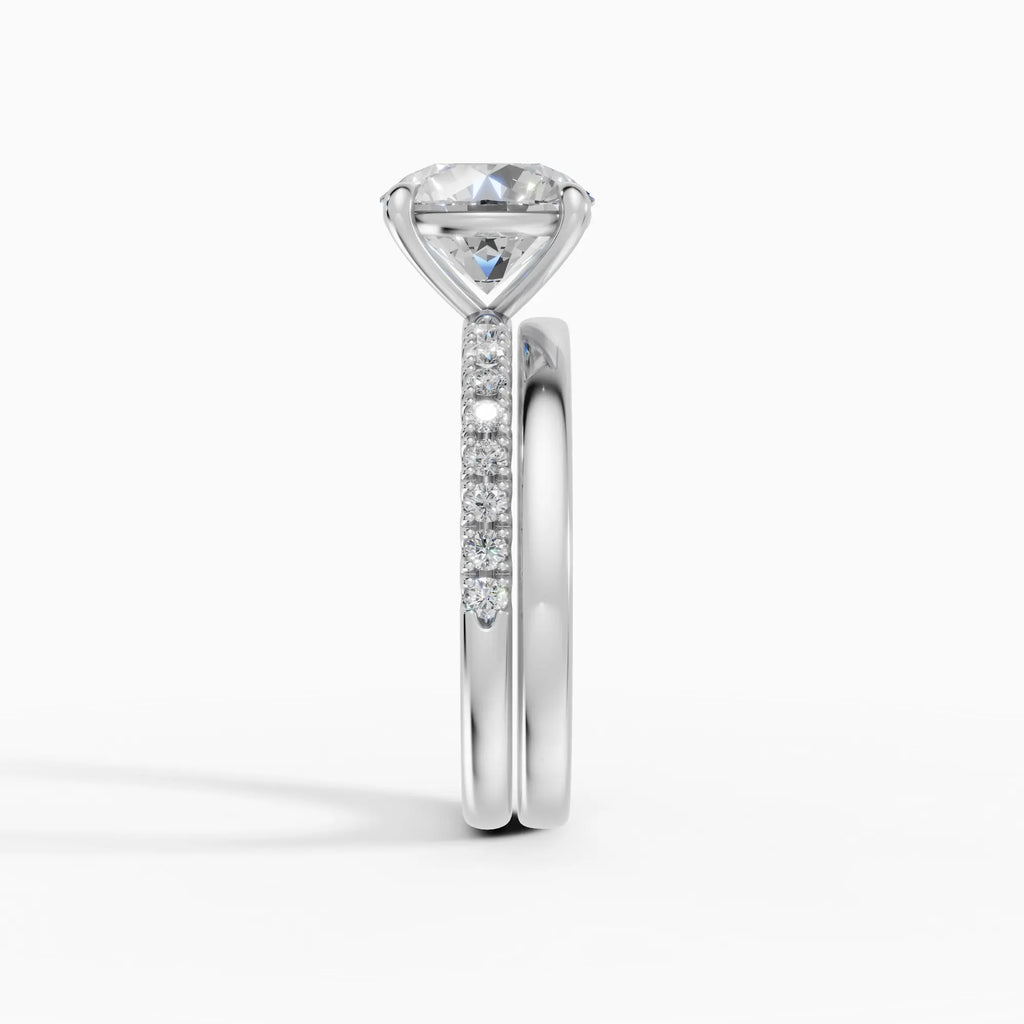 AURORA | Anillo solitario corte brillante medio pavé