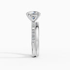 AURORA round brilliant half-pavé solitaire engagement ring - close-up
