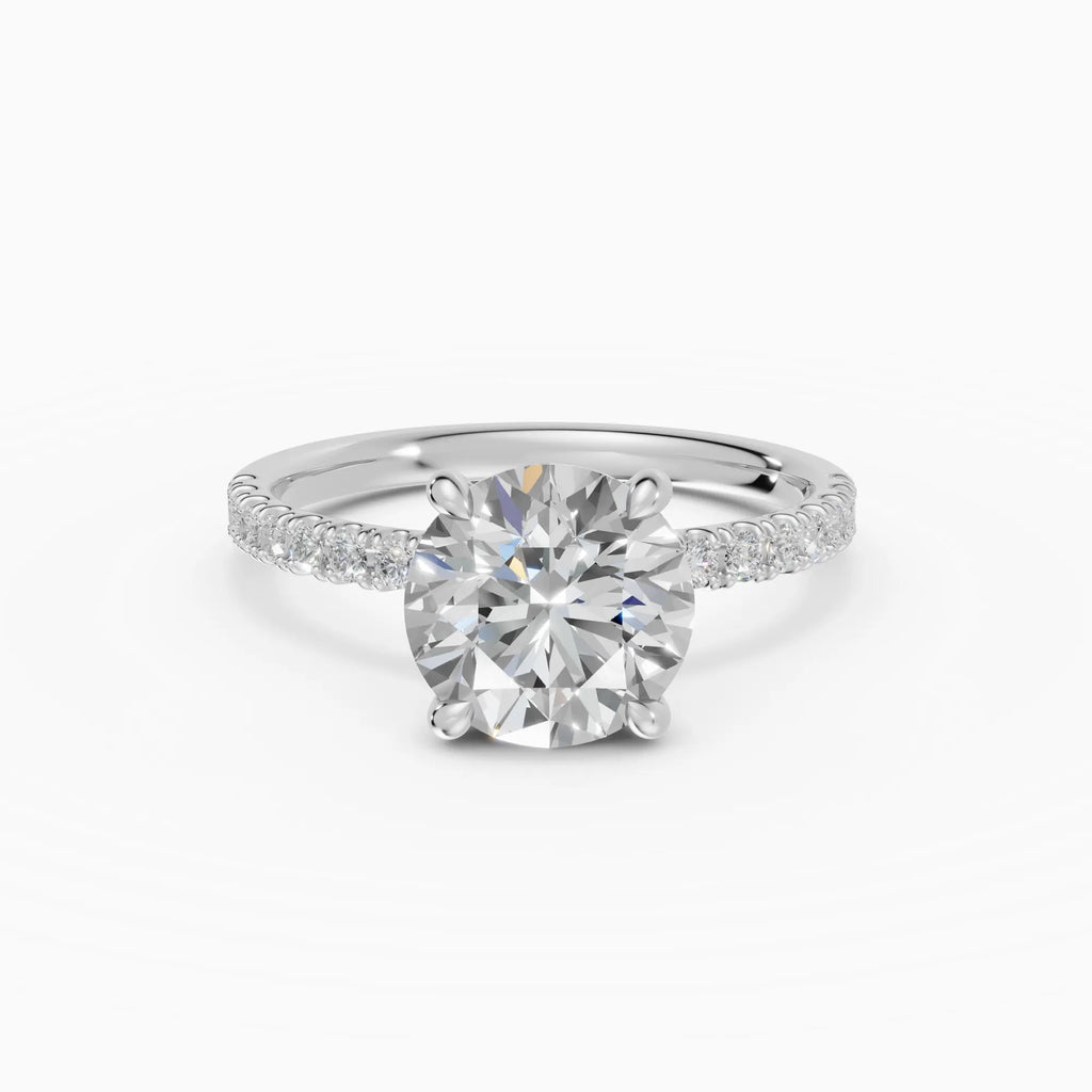 AURORA | Anillo solitario corte brillante medio pavé