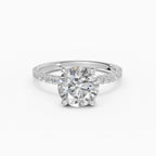 AURORA round brilliant half-pavé solitaire engagement ring - band detail
