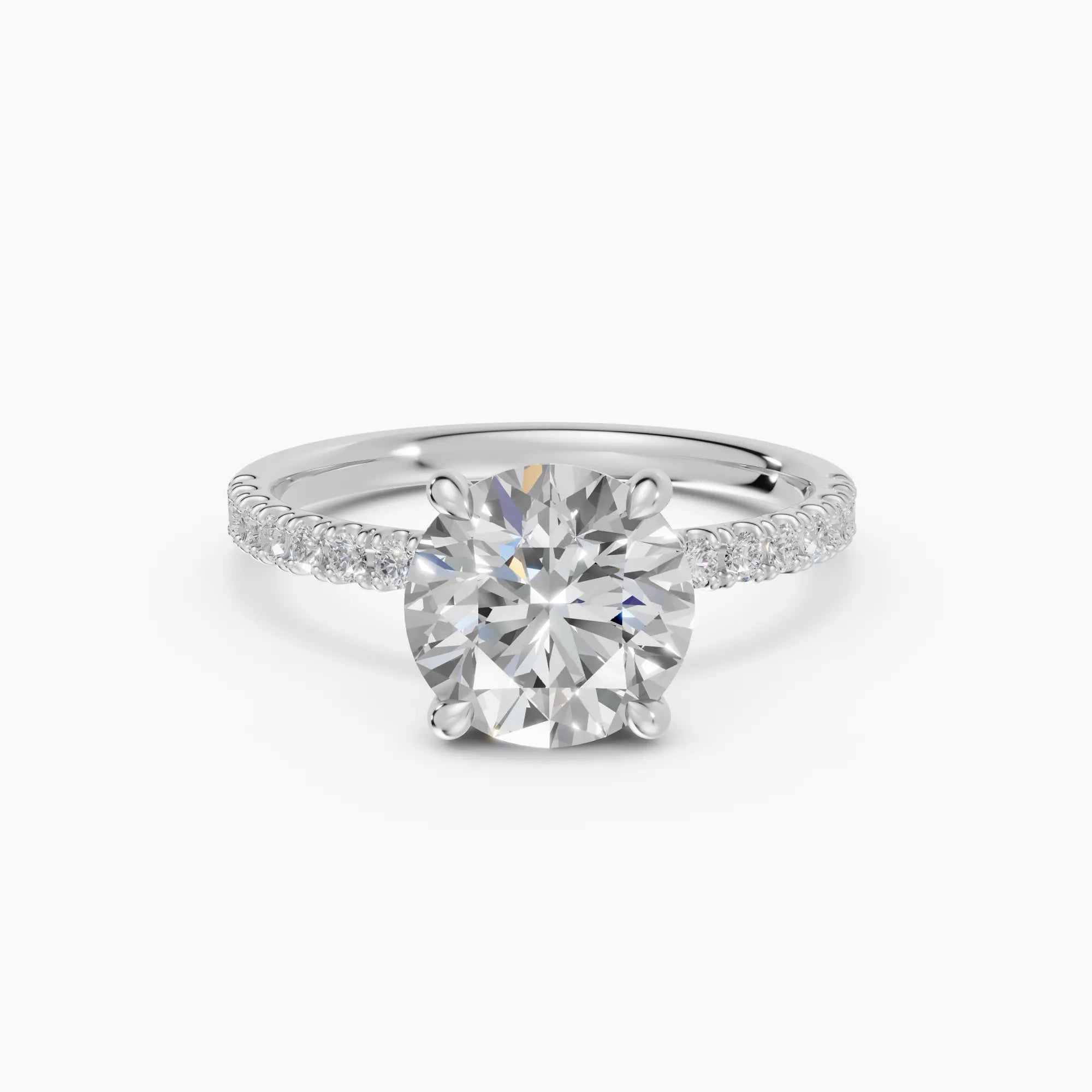 AURORA | Anillo solitario corte brillante medio pavé