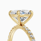 AURORA cushion half-pavé solitaire engagement ring in 14k yellow gold - setting detail