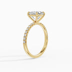 AURORA cushion half-pavé solitaire engagement ring in white gold - side view