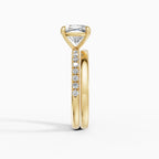 AURORA cushion half-pavé solitaire engagement ring in 18k rose gold - top view
