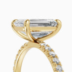 AURORA emerald cut half-pavé solitaire engagement ring in 14k yellow gold - setting detail