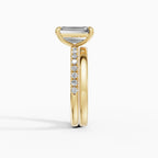AURORA emerald cut half-pavé solitaire engagement ring in 18k rose gold - top view