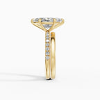 AURORA marquise half-pavé solitaire engagement ring in 18k rose gold - top view