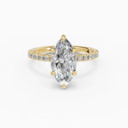 AURORA marquise half-pavé solitaire engagement ring in 18k yellow gold