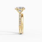 AURORA oval half-pavé solitaire engagement ring in 18k rose gold - top view