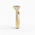 AURORA princess half-pavé solitaire engagement ring in 18k rose gold - top view