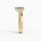 AURORA radiant half-pavé solitaire engagement ring in 18k rose gold - top view