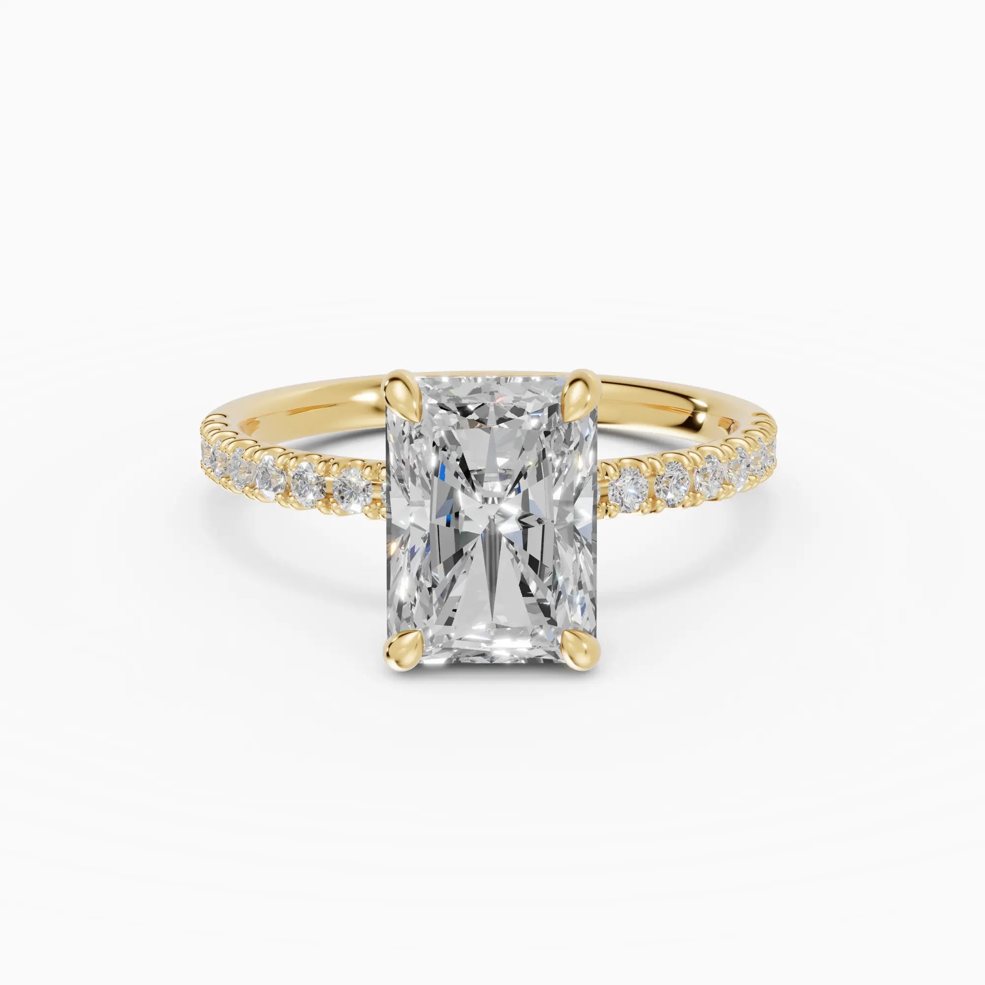 AURORA | Anillo solitario corte radiante medio pavé