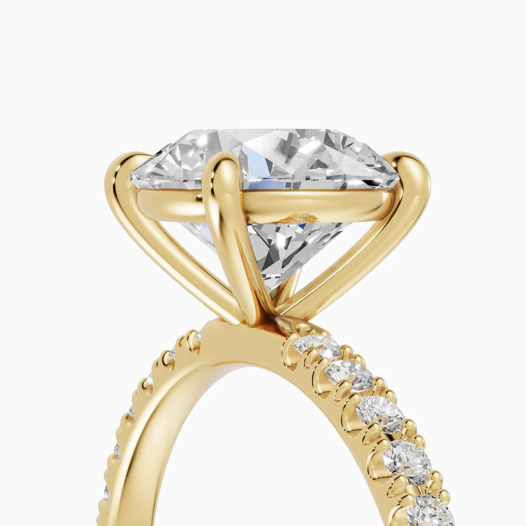 AURORA | Anillo solitario corte brillante medio pavé