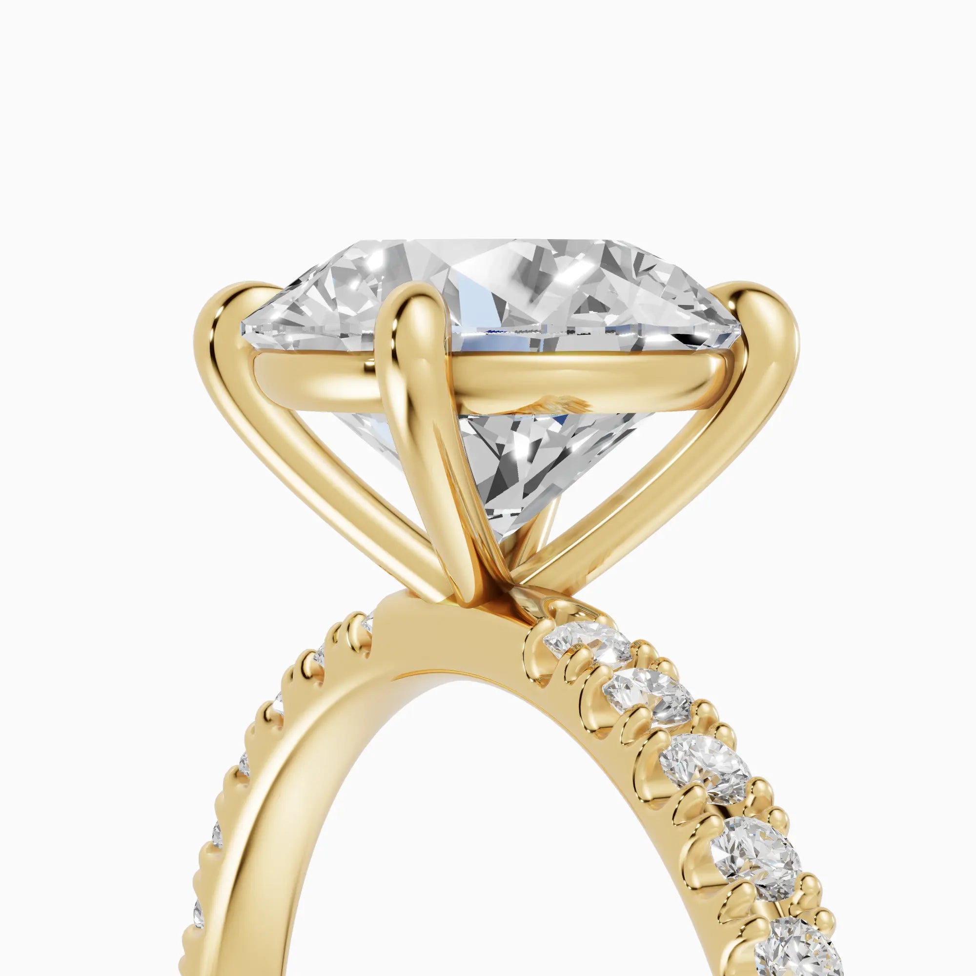 AURORA | Anillo solitario corte brillante medio pavé